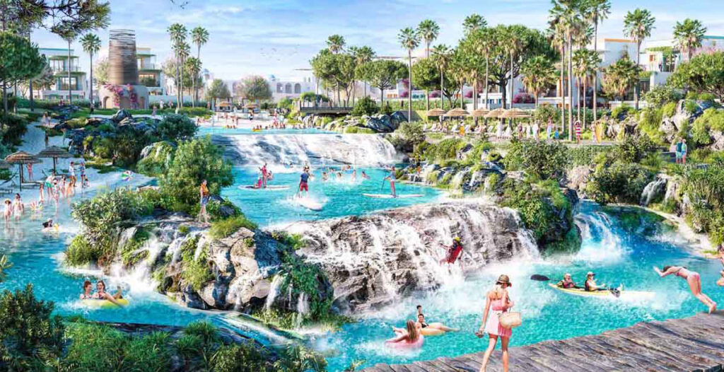 DAMAC Lagoons Dubai featuring luxury villas, turquoise crystal lagoons, and Mediterranean-inspired waterfront lifestyle community