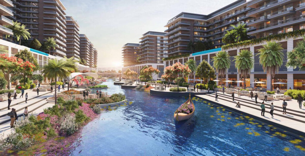 DAMAC Riverside Dubai featuring modern waterfront villas, green landscapes, and serene riverfront living environment