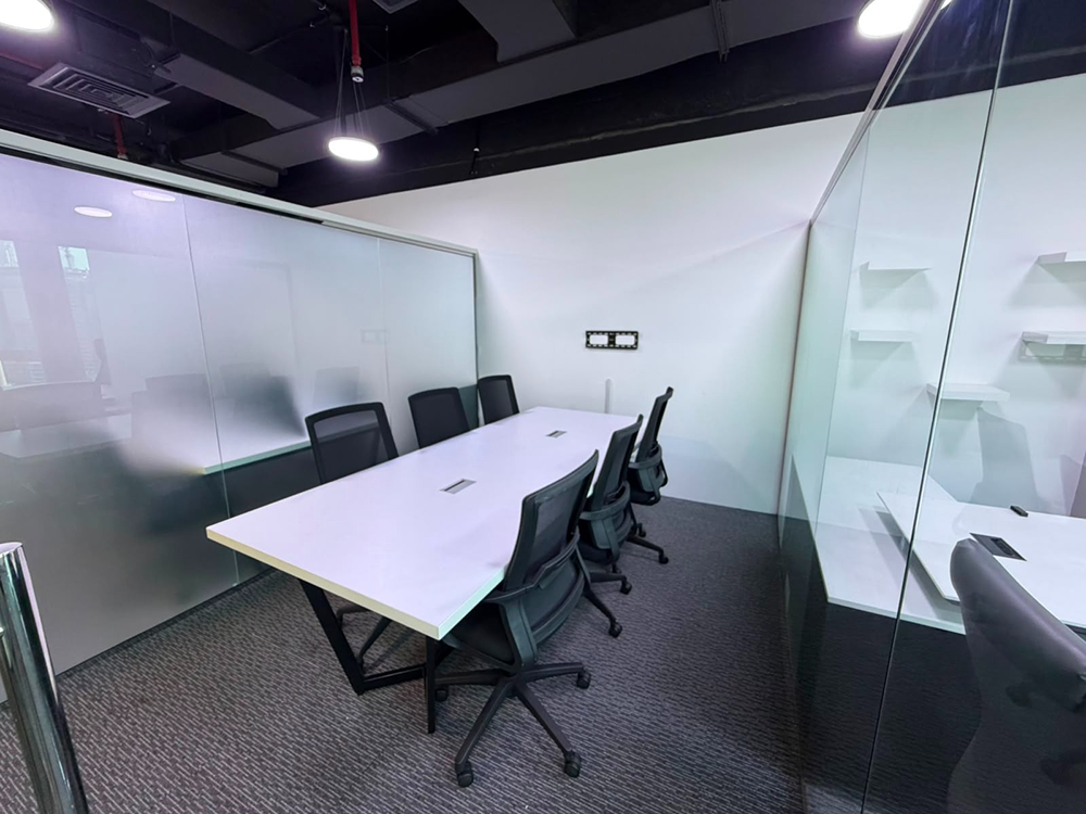 Fully furnished office space with glass partitions and canal views in Churchill Executive Tower