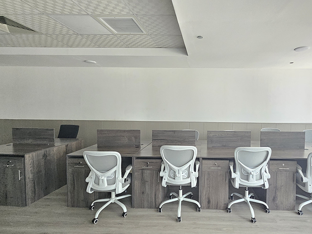 Fully furnished office space with glass partitions for rent in The Prism, Business Bay