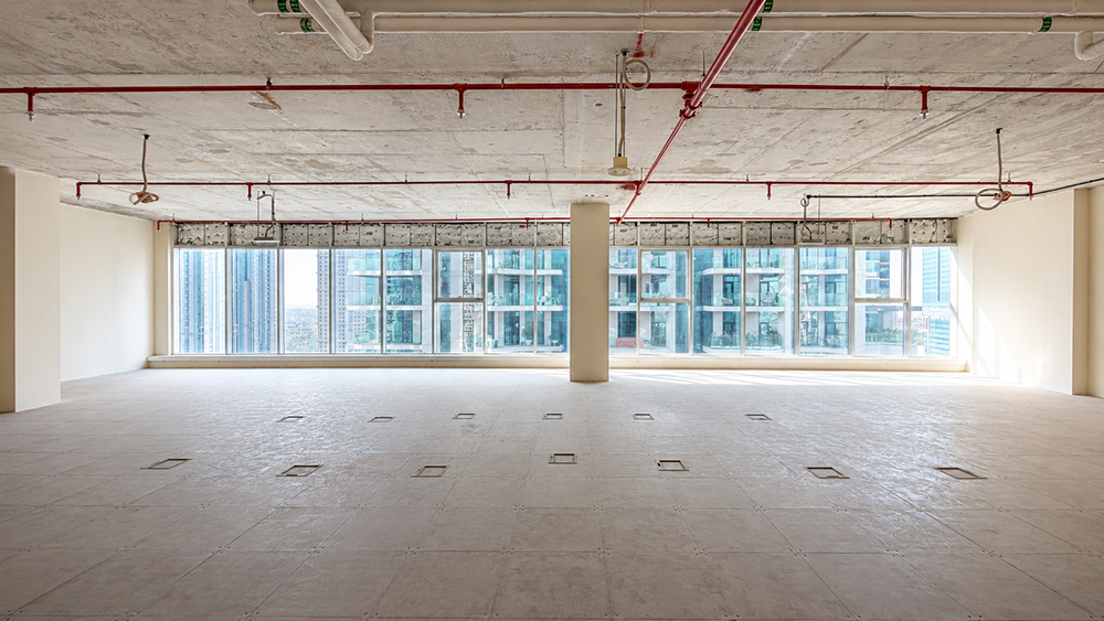 Open-layout shell and core office space for rent in Al Manara Tower, Business Bay