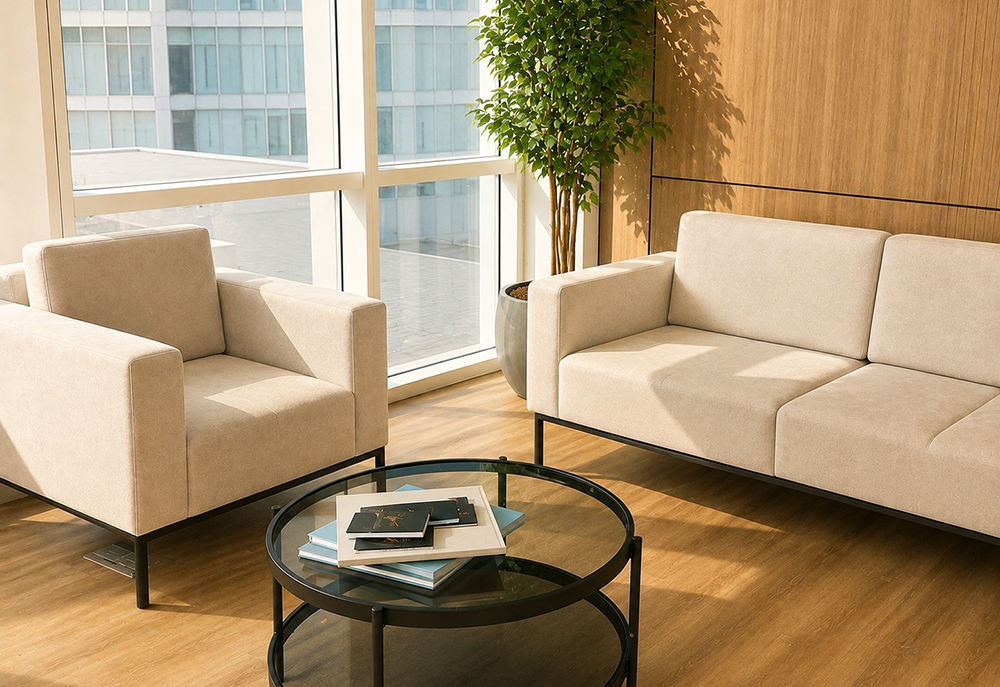 Workstation area with modern furniture
