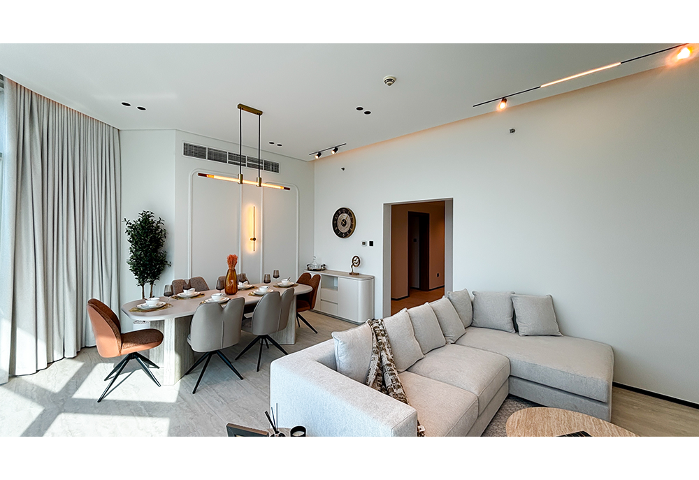 Spacious dining and living area